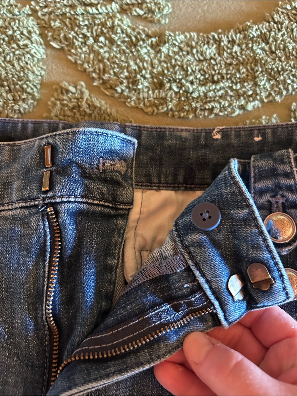 Talbots Mid-Blue Cropped Button-Front Jeans - Picture 4 of 6